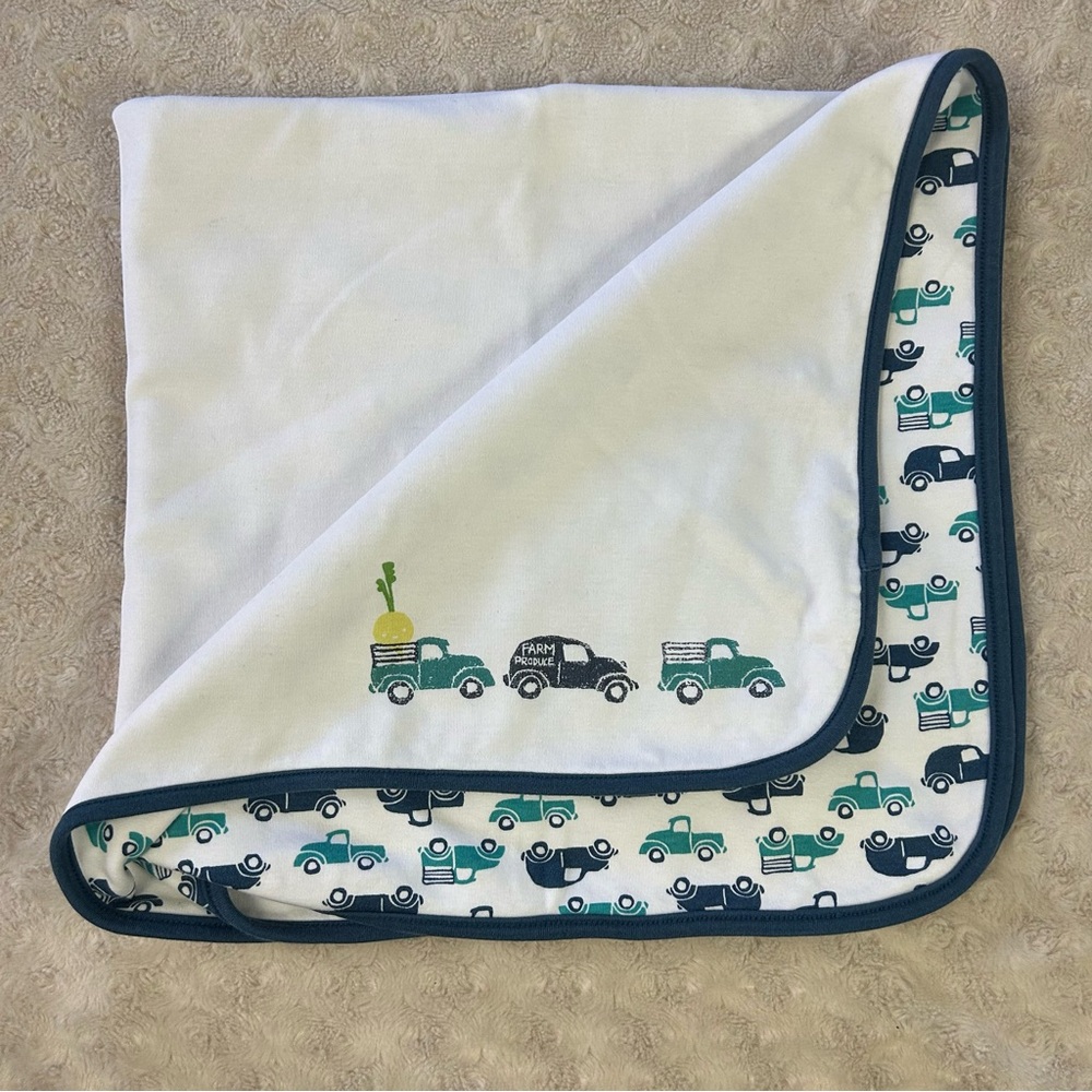 Gymboree Farm Fresh Truck Baby Blanket Blue White 2015 Pickup Car Automobile